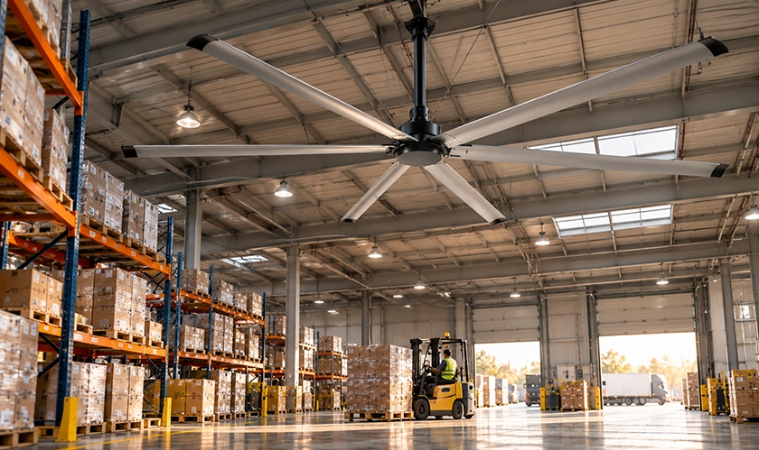 Why Large Industrial Ceiling Fans Cut Warehouse Costs
